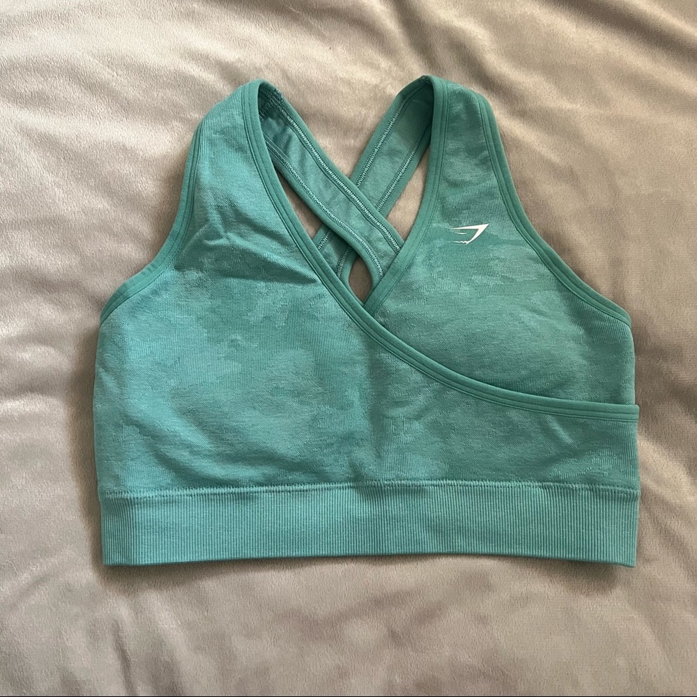 Gymshark Light Green Camo Sports Bra